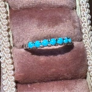 Incredible Sleeping Beauty Turquoise 7 stone stackable ring